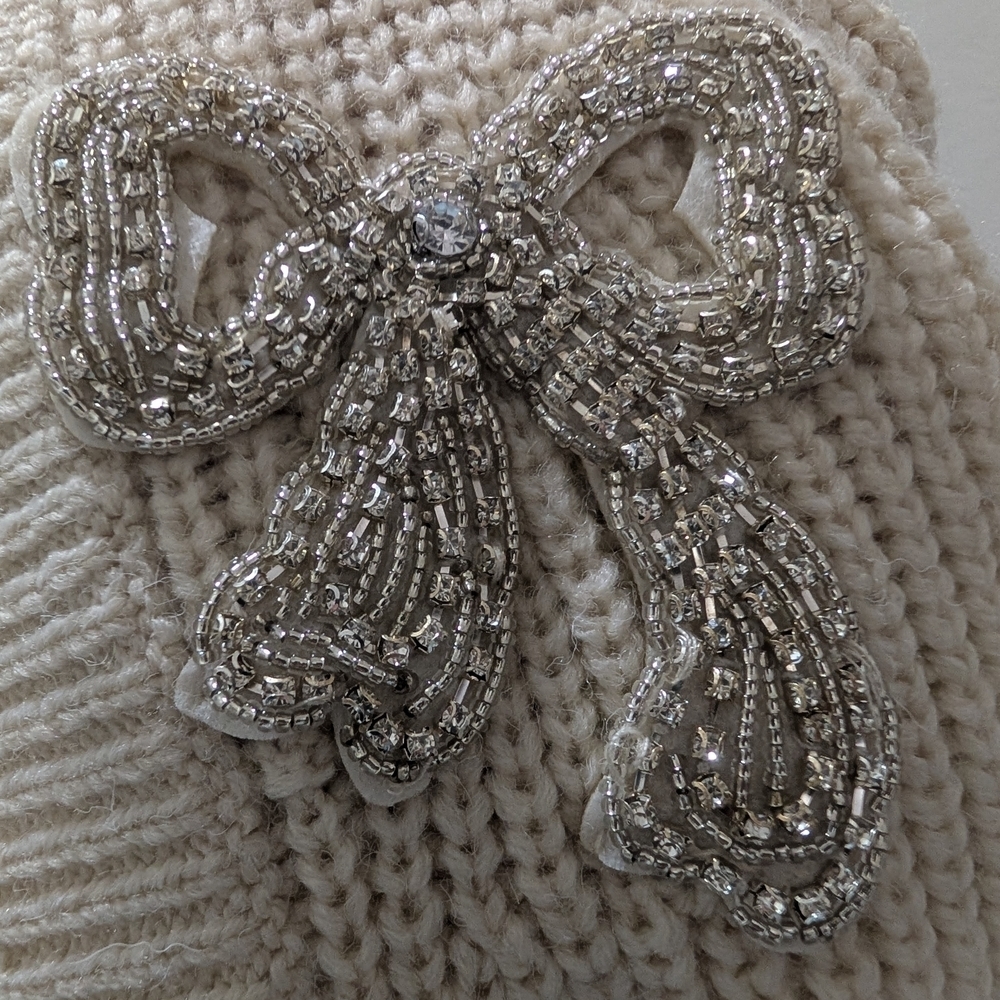 LOFT Ivory V-Neck Sweater with Embellished Detail - Picture 6 of 6